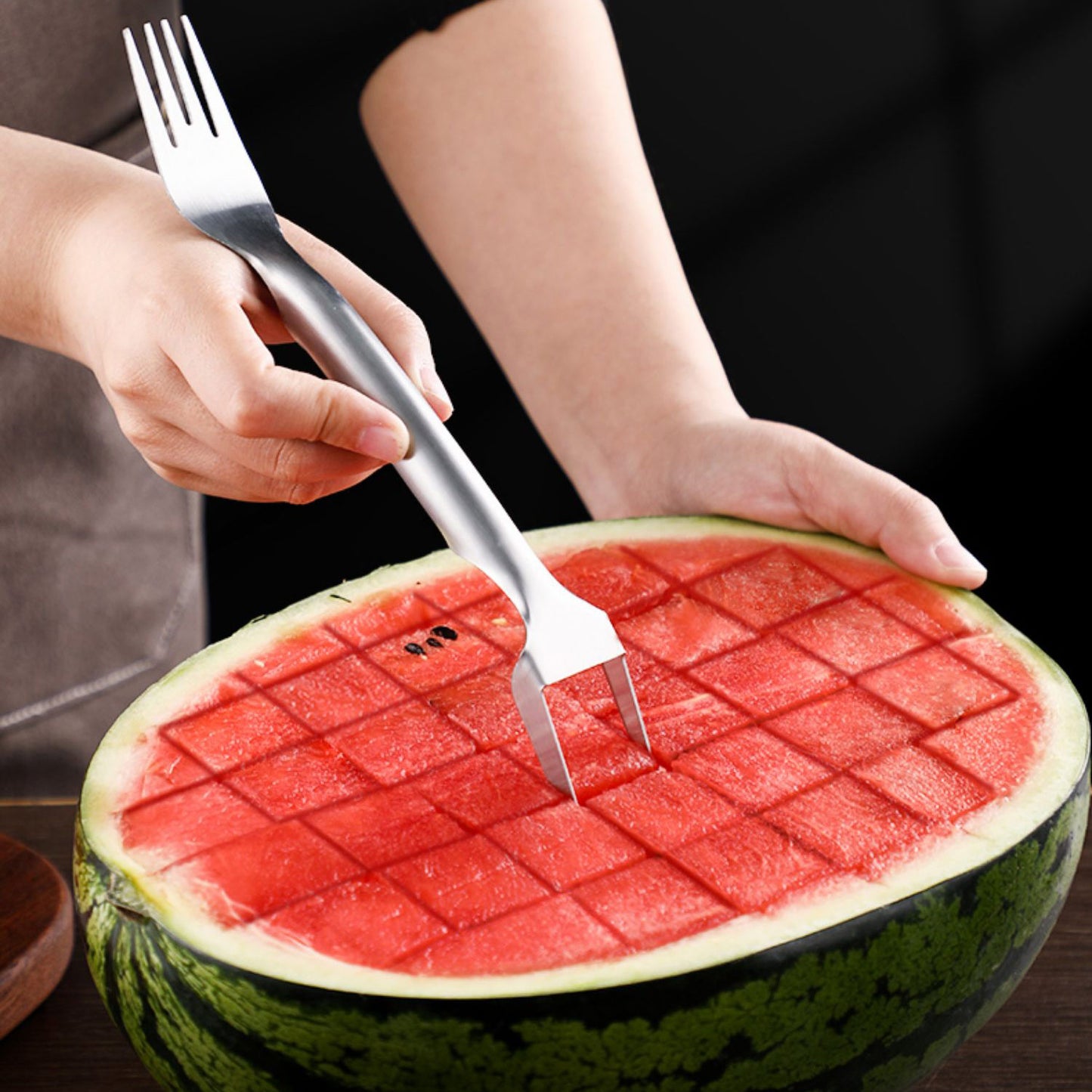 2 In 1 Watermelon Fork Slicer Multi-purpose Stainless Steel Slicer Cutter