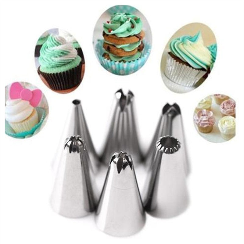 6pcs Stainless Steel Nozzle Sets Pastry Bags