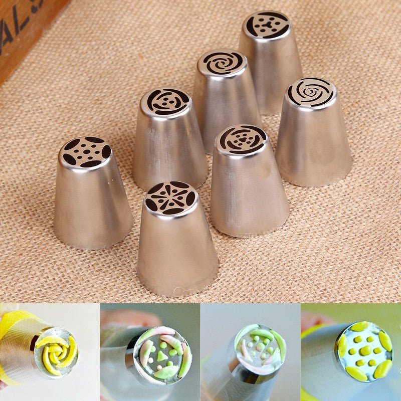 7 Pcs Cream Stainless Steel Russian Icing Piping Nozzle for polishing Pastry