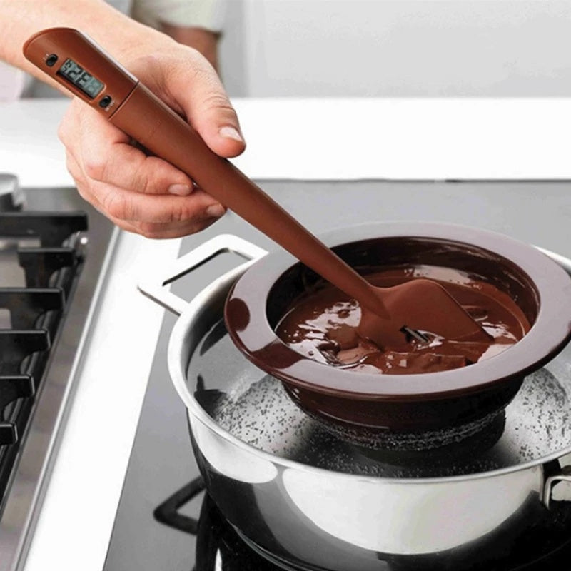 Digital Cooking Thermometer Double Use Silicone Scraper
