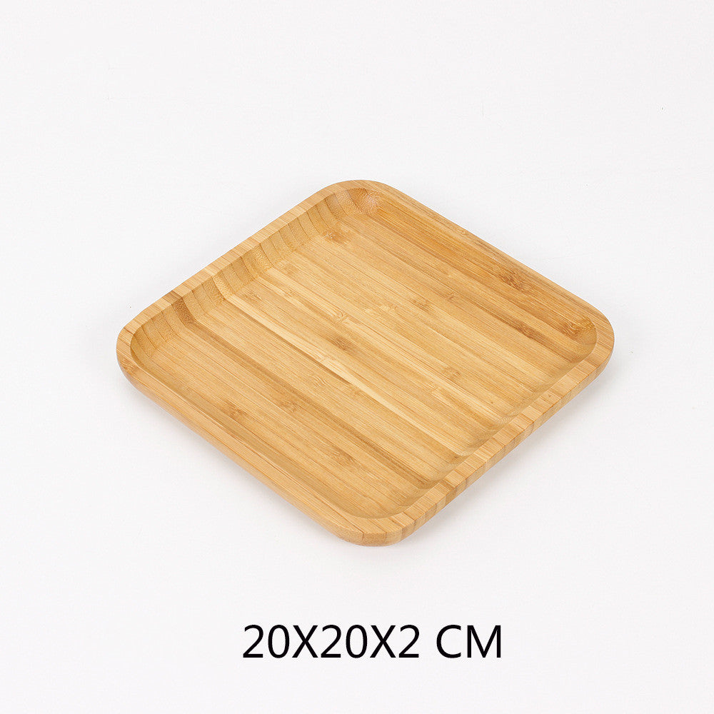 Wooden Bamboo Serving Tray Tea Cup Saucer Trays Fruit Plate