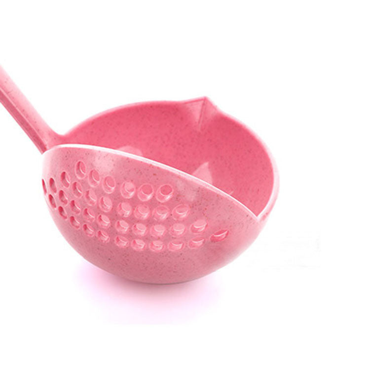 Wheat Straw Long-Handled Dual-Use Large Soup Ladle Colander Thickened Hot Pot Scoop Plastic Porridge Spoon Hot Pot Soup Spoon