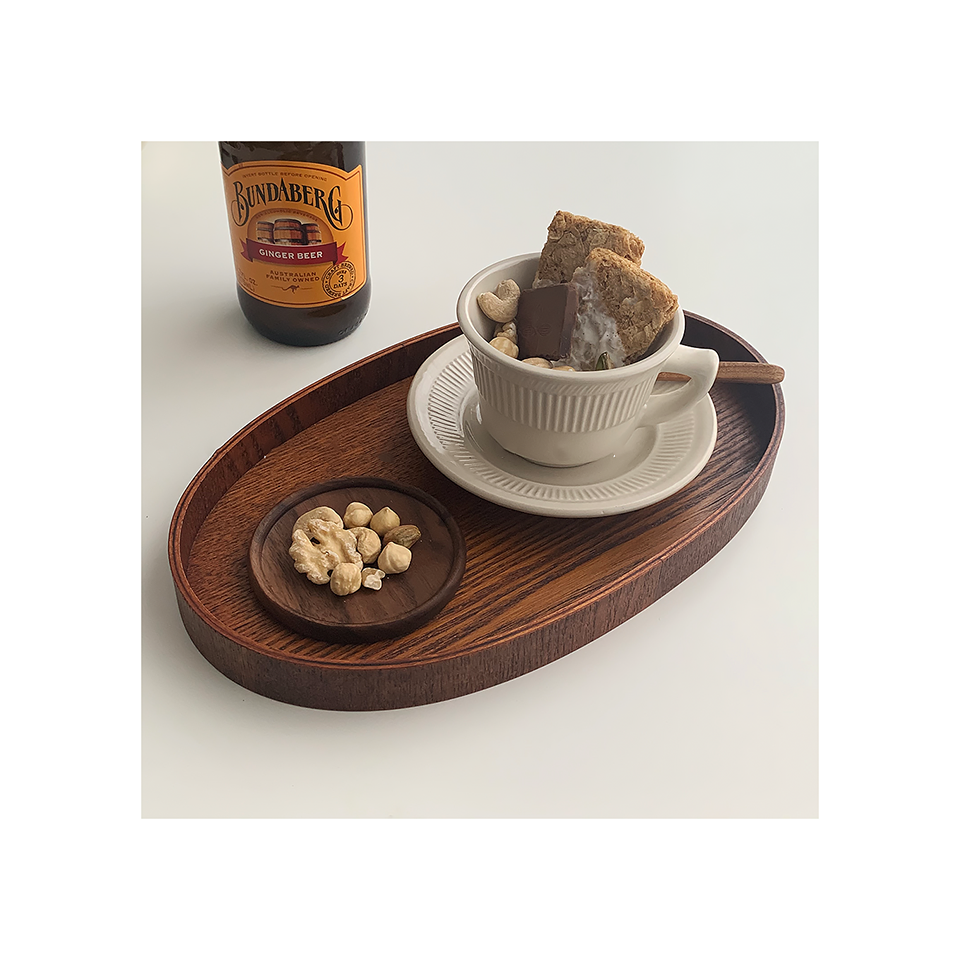 Japanese Walnut Unpainted And Wax-Free Wooden Coaster Insulated Dessert Nut Plate