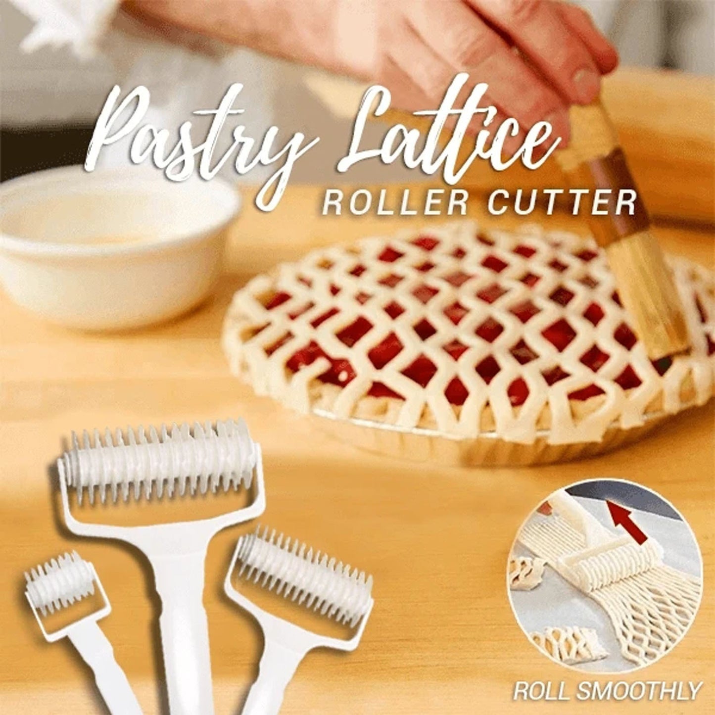 Kitchen Pizza Roller Pin Bread Hole Puncher Dough Crimper