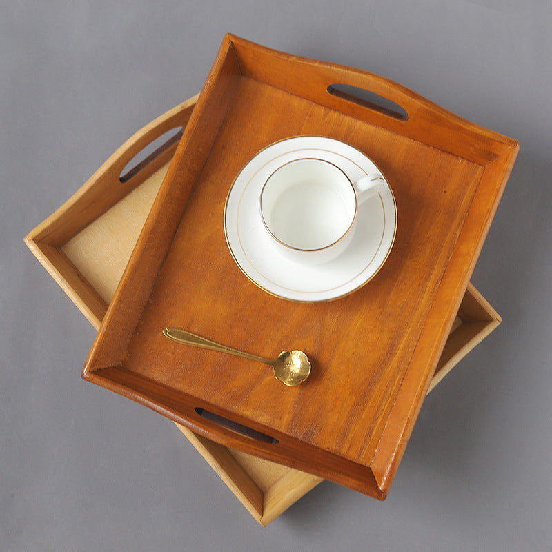 Retro Rectangular Wooden Serving Tray Tea Cutlery Trays
