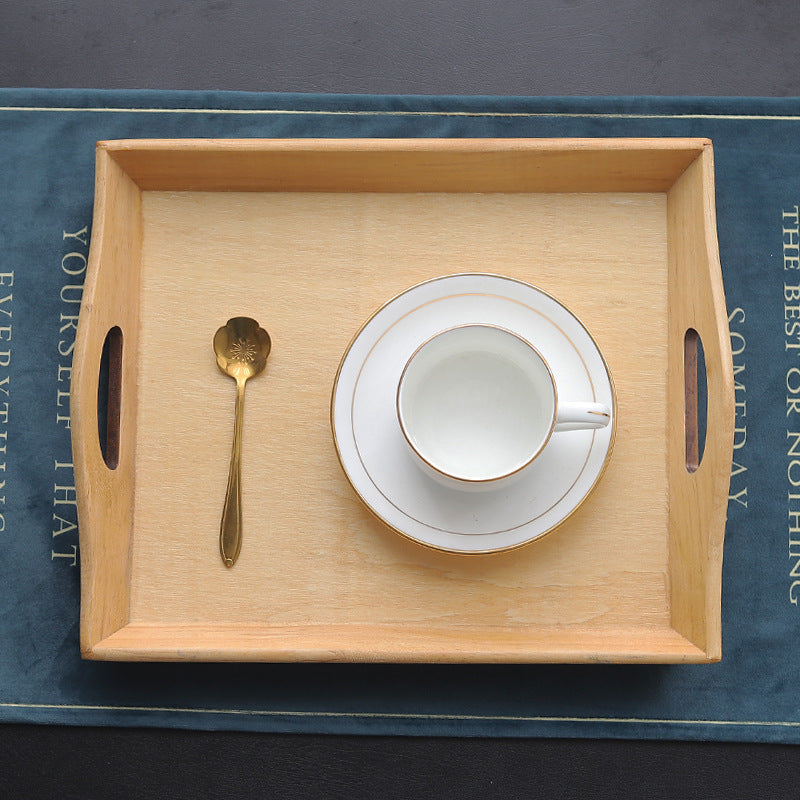 Retro Rectangular Wooden Serving Tray Tea Cutlery Trays