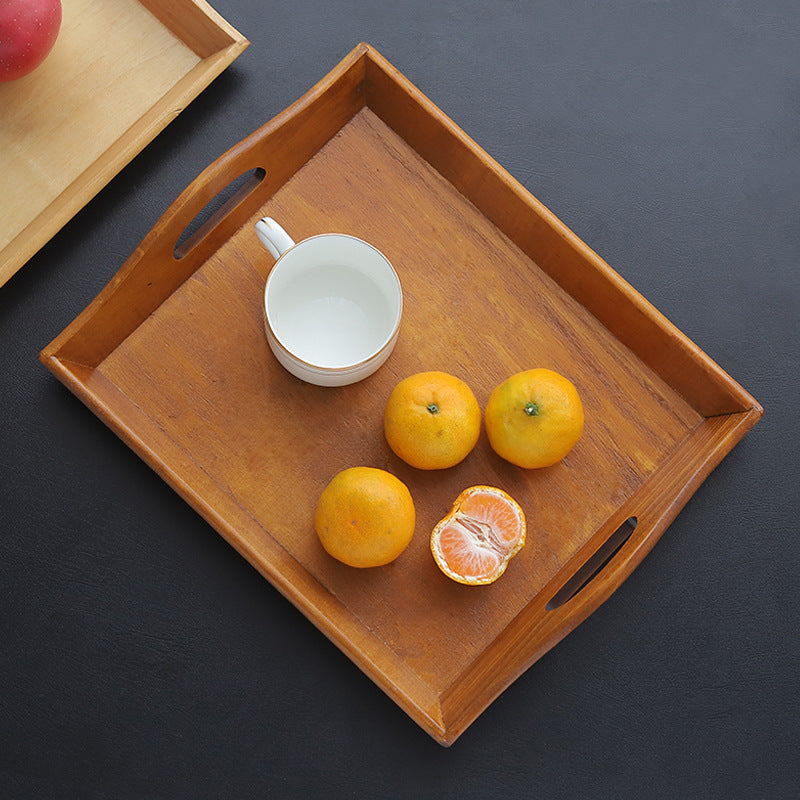 Retro Rectangular Wooden Serving Tray Tea Cutlery Trays