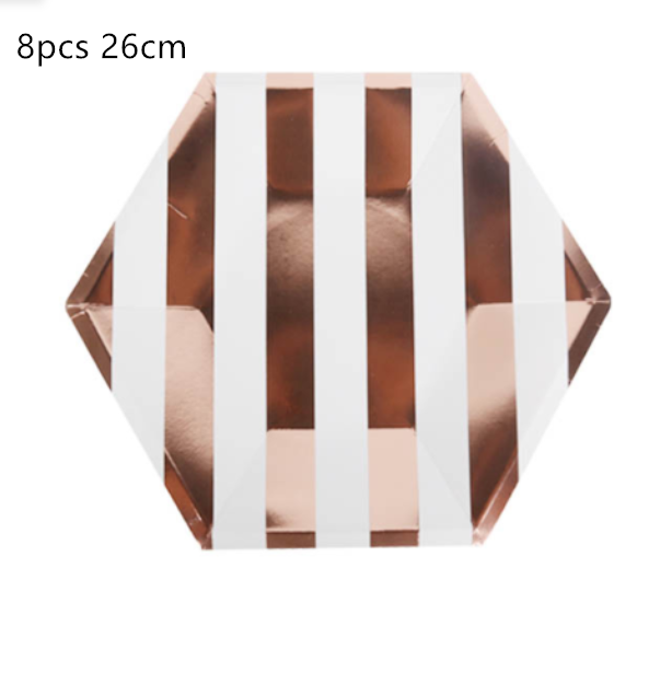 Rose Gold Paper Cups And Trays Disposable Party Supplies