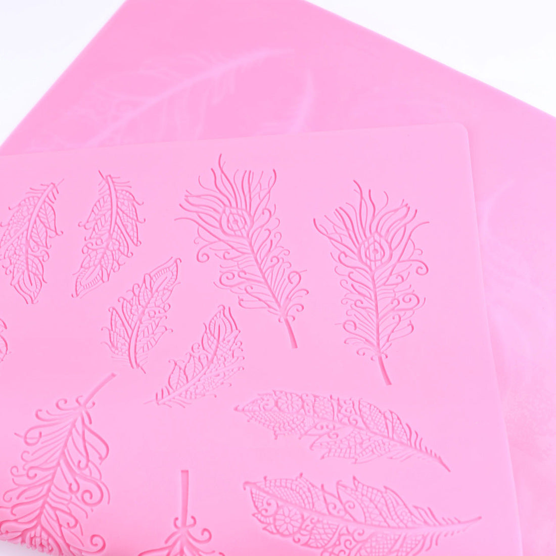 Retro Lace Feather Texture Pastry Wedding Dessert Table Decoration Silicone Mold