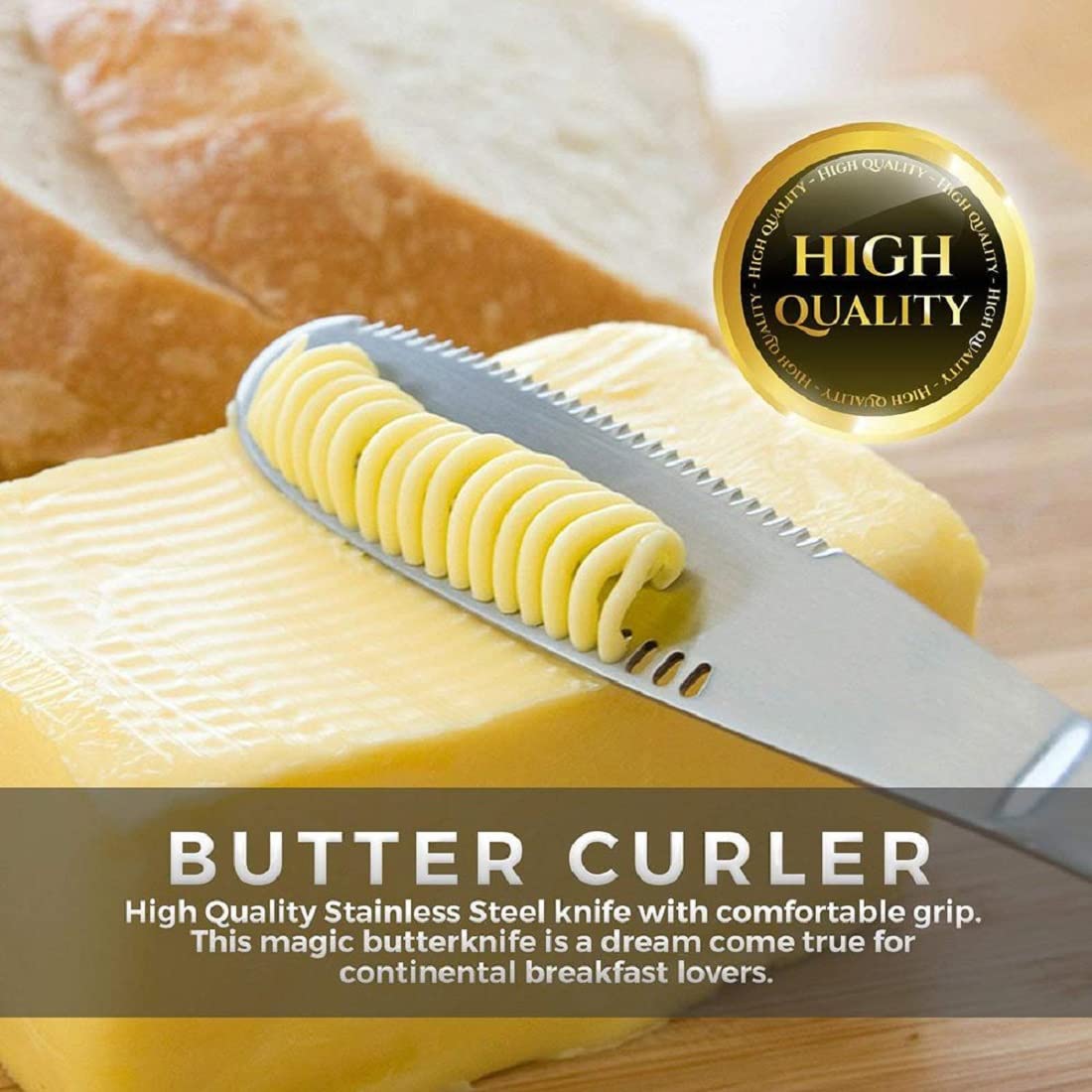 Stainless Steel Butter Spreader Knife With Handle, 3 In 1 Curler Slicer