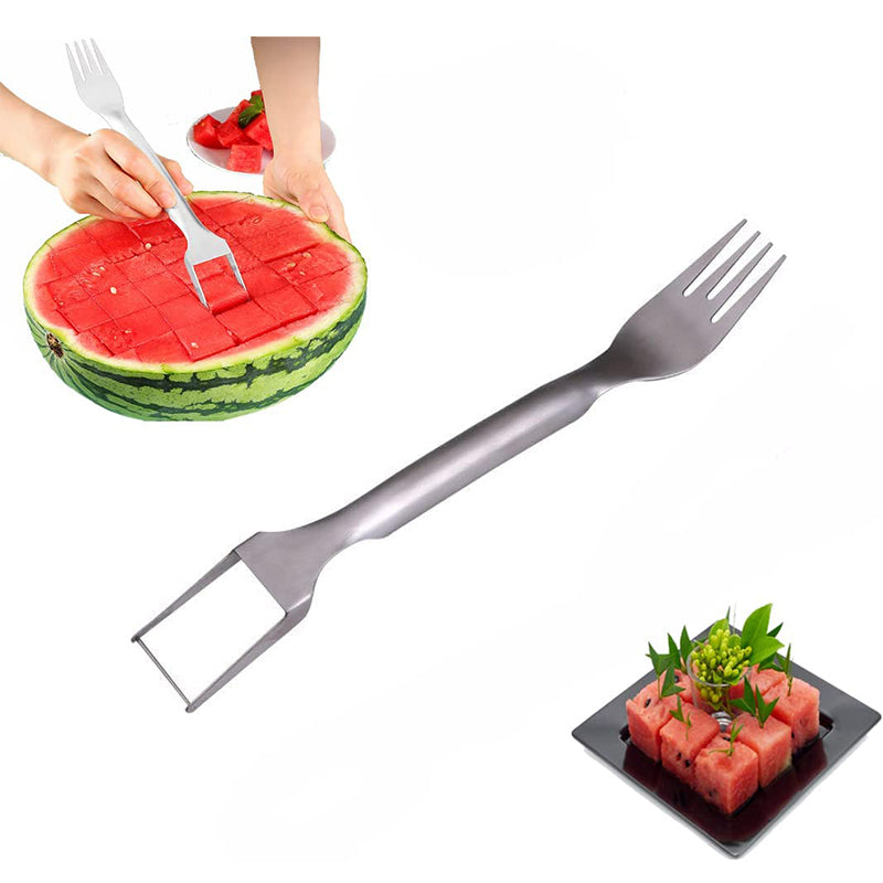 2 In 1 Watermelon Fork Slicer Multi-purpose Stainless Steel Slicer Cutter