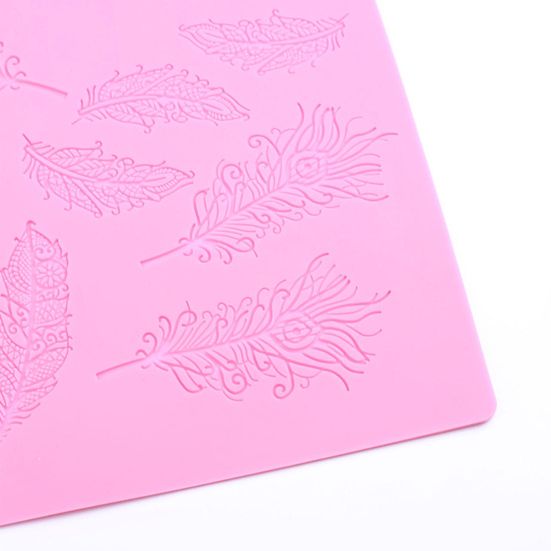 Retro Lace Feather Texture Pastry Wedding Dessert Table Decoration Silicone Mold