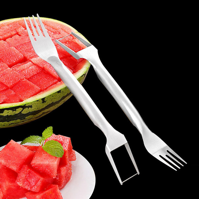 2 In 1 Watermelon Fork Slicer Multi-purpose Stainless Steel Slicer Cutter