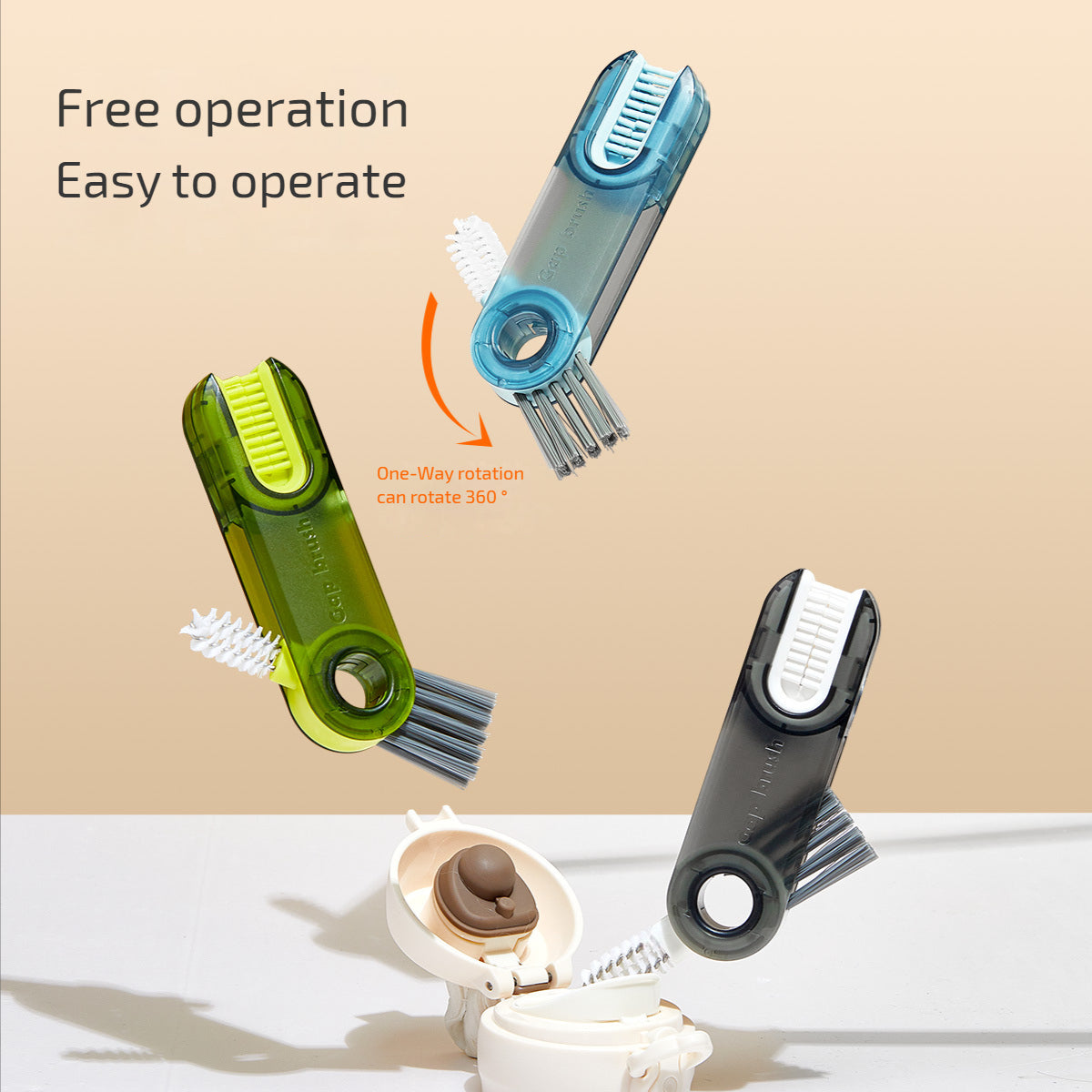 3 In 1 Tiny Bottle Cup Cover Brush Straw Cleaner Tools Multi-Functional