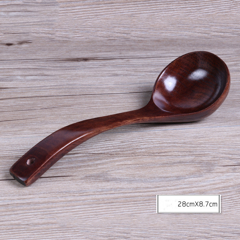 Kitchen Long Handle Old Paint Hook Big Curved Wooden Spoon