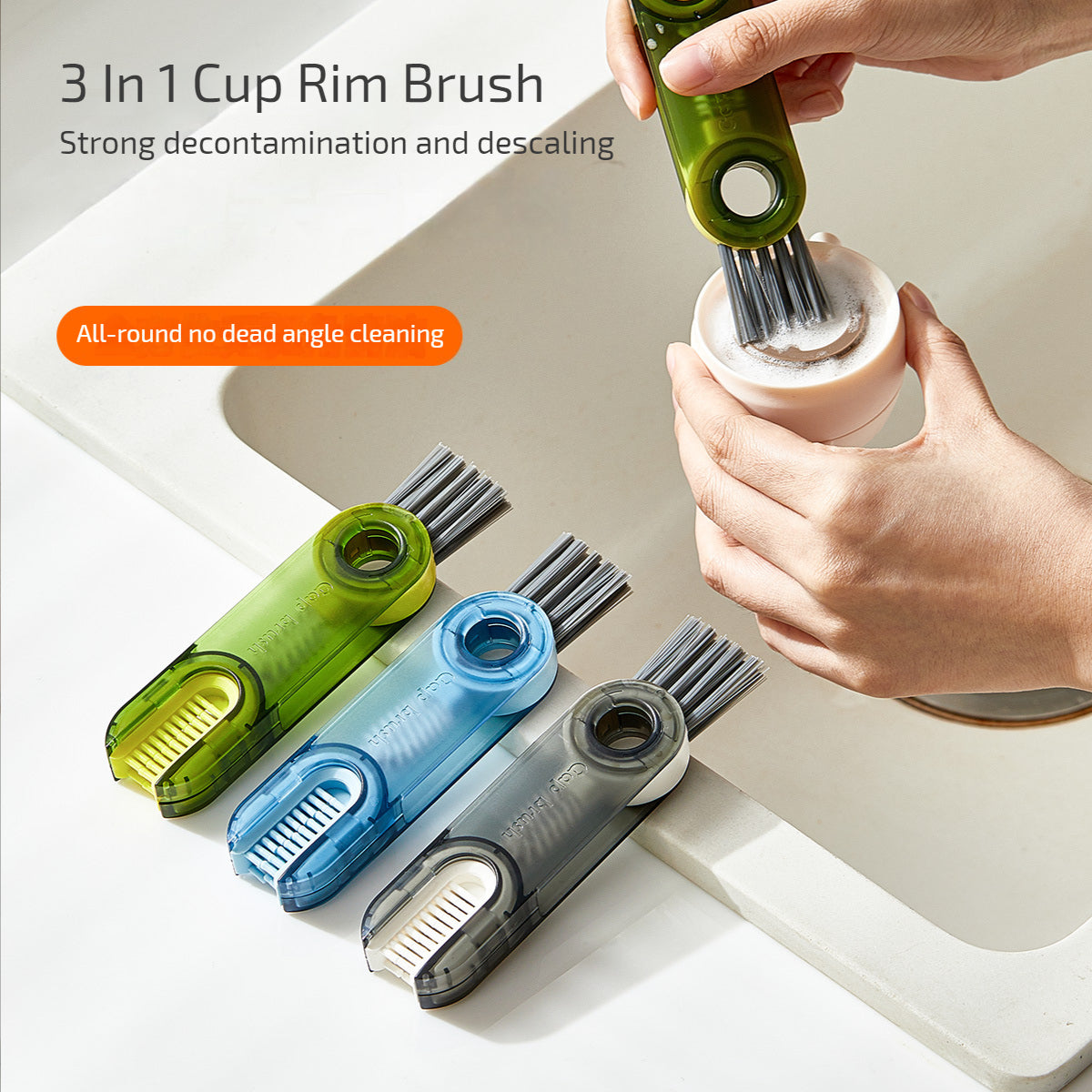 3 In 1 Tiny Bottle Cup Cover Brush Straw Cleaner Tools Multi-Functional