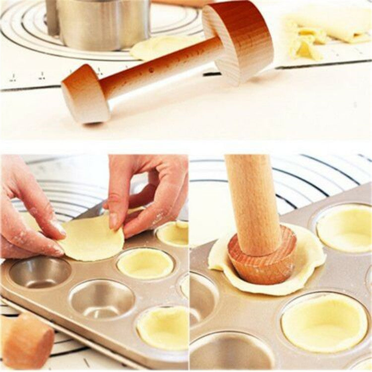 Wood Tart Tamper Double Side Wooden Pastry Egg Tart Pusher
