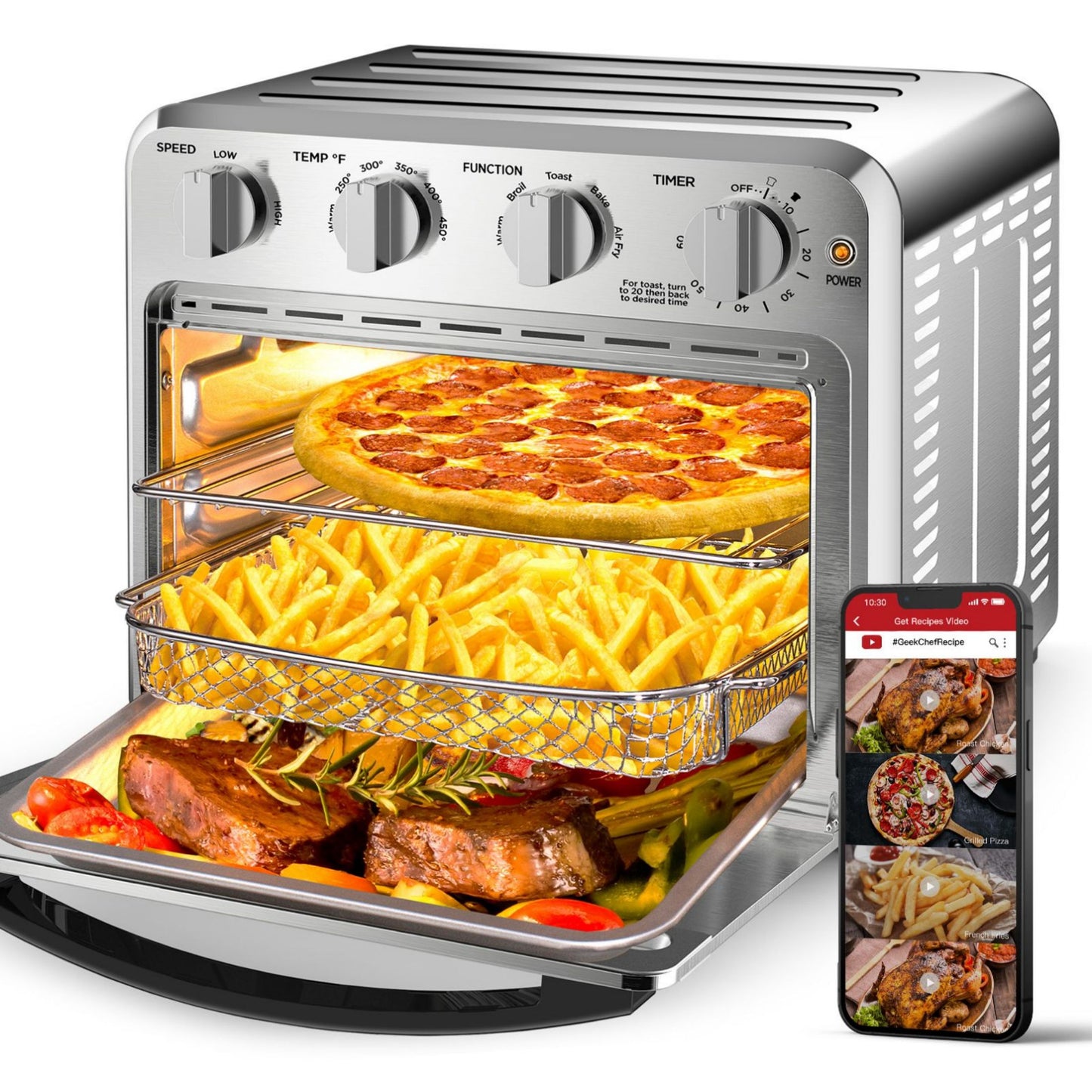 Geek Chef Air Fryer Toaster Oven Combo 4 Slice Toaster Convection Air Fryer