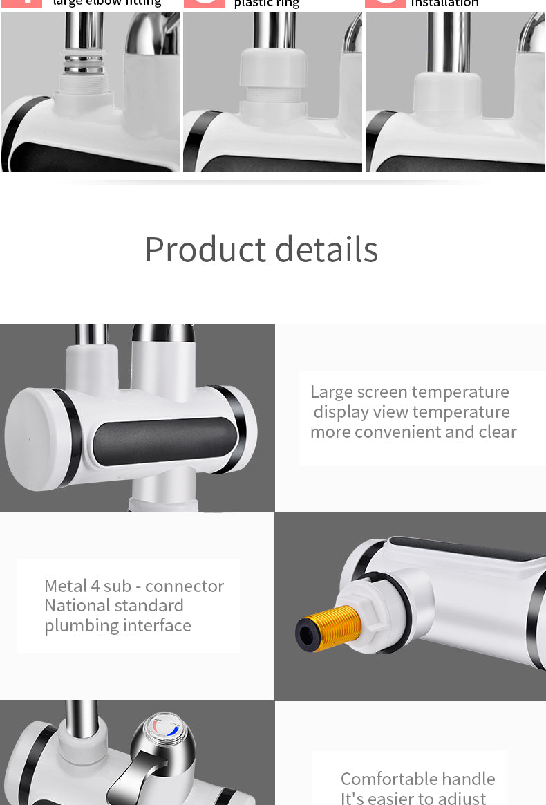 Kitchen Electric Water Tap Water Heater Temperature Display
