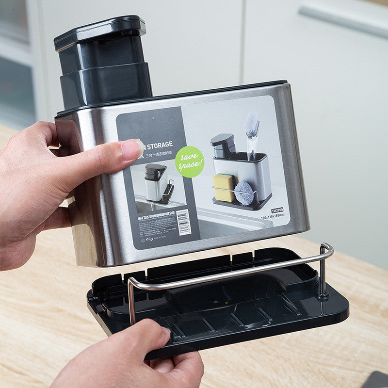 Kitchen Stainless Steel Cleaning Storage Rack Multifunctional Three In One