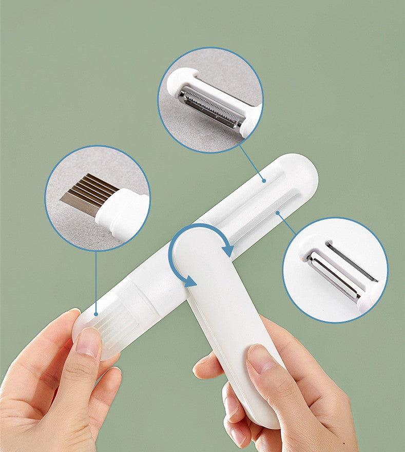 3 In 1 Multifunctional Rotary Paring Knife 360 Rotating Stainless Steel Peeler