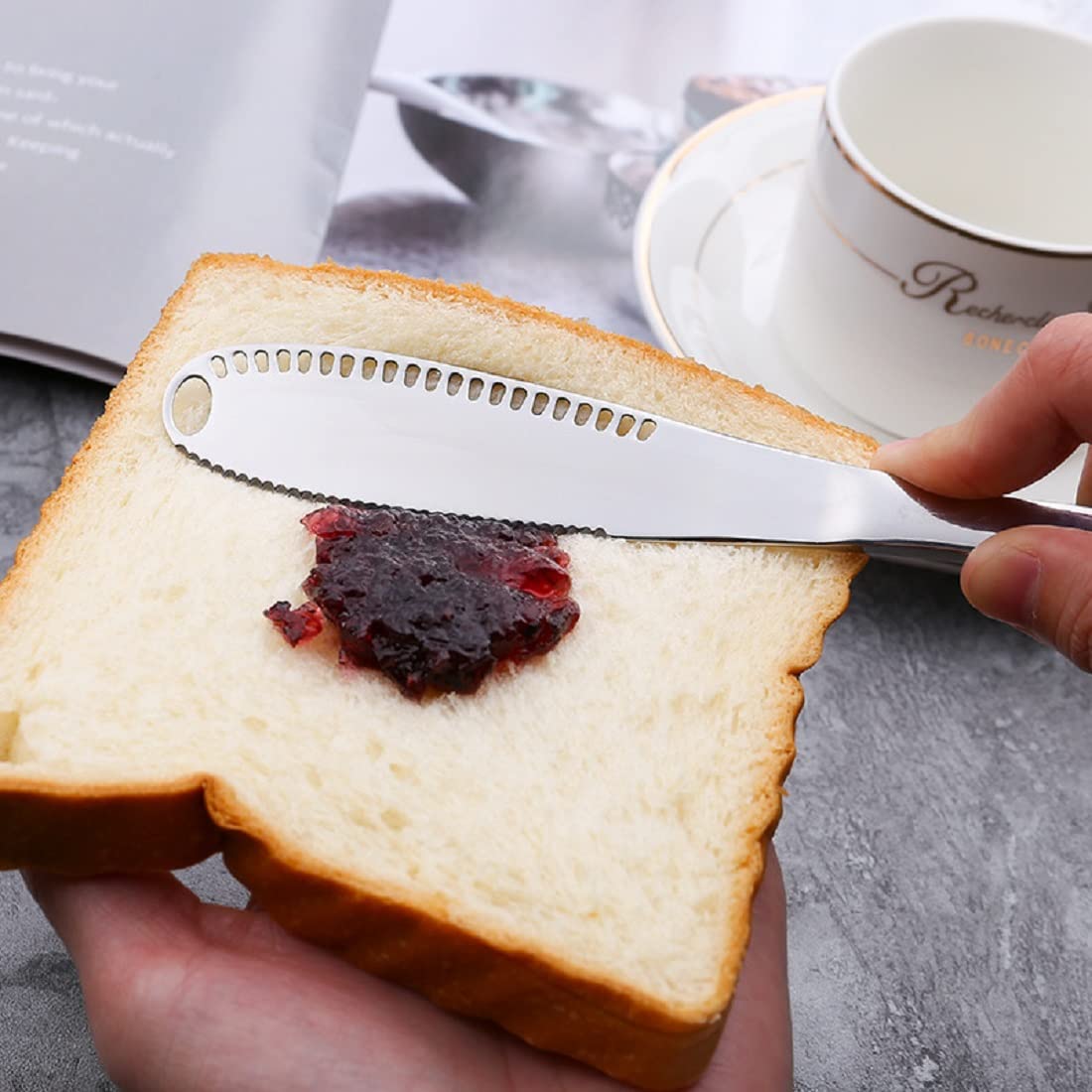 Stainless Steel Butter Spreader Knife With Handle, 3 In 1 Curler Slicer