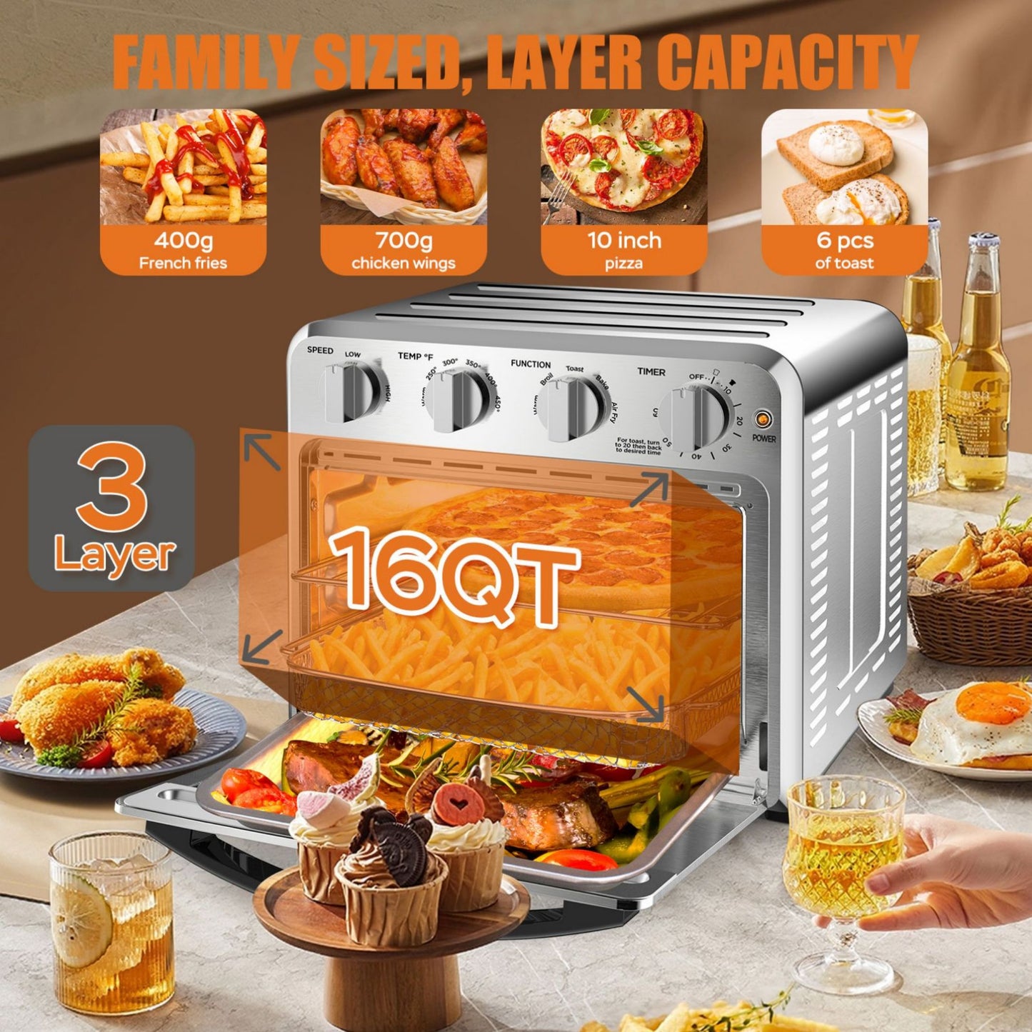 Geek Chef Air Fryer Toaster Oven Combo 4 Slice Toaster Convection Air Fryer