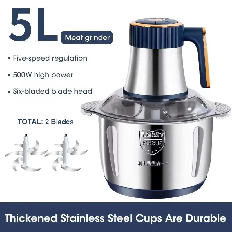 Electric Meat Grinder 5L Stainless Steel Meat Mincer