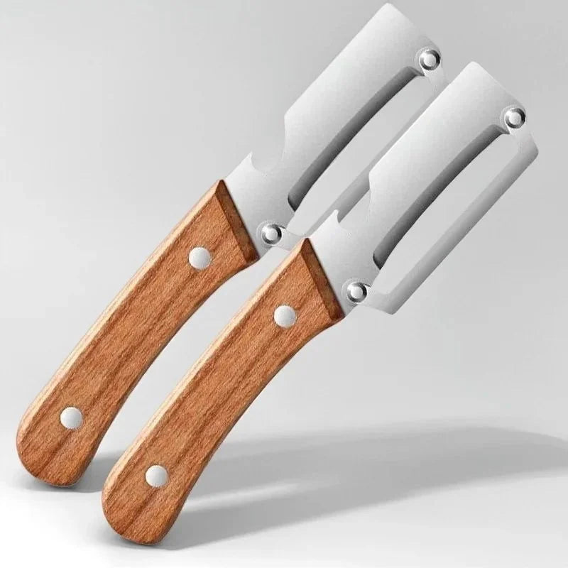 2PC Set Kitchen Peeler Stainless Steel Vegetable Peeler Wooden Handle