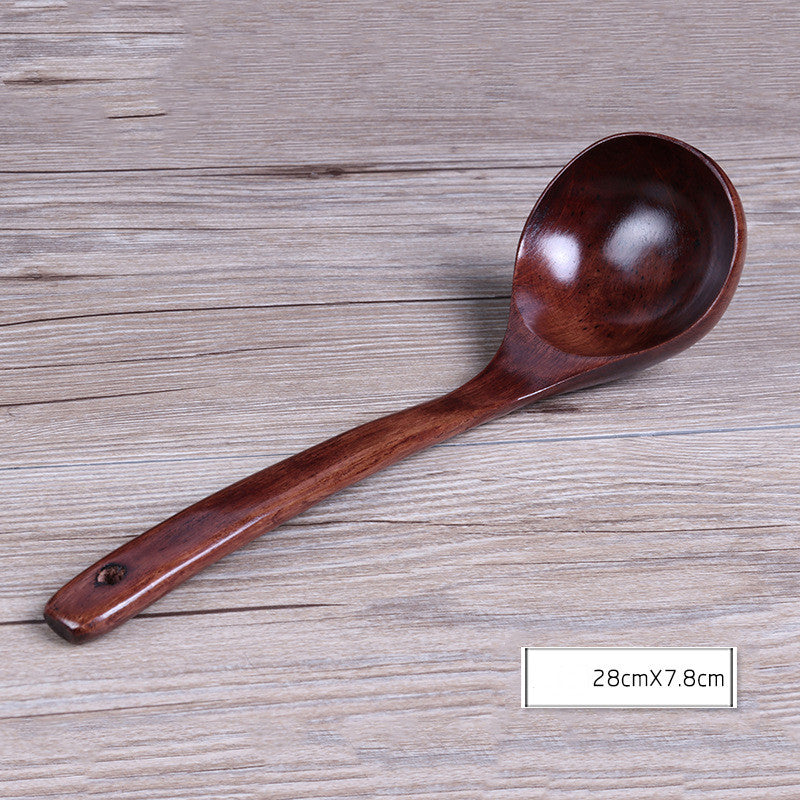 Kitchen Long Handle Old Paint Hook Big Curved Wooden Spoon