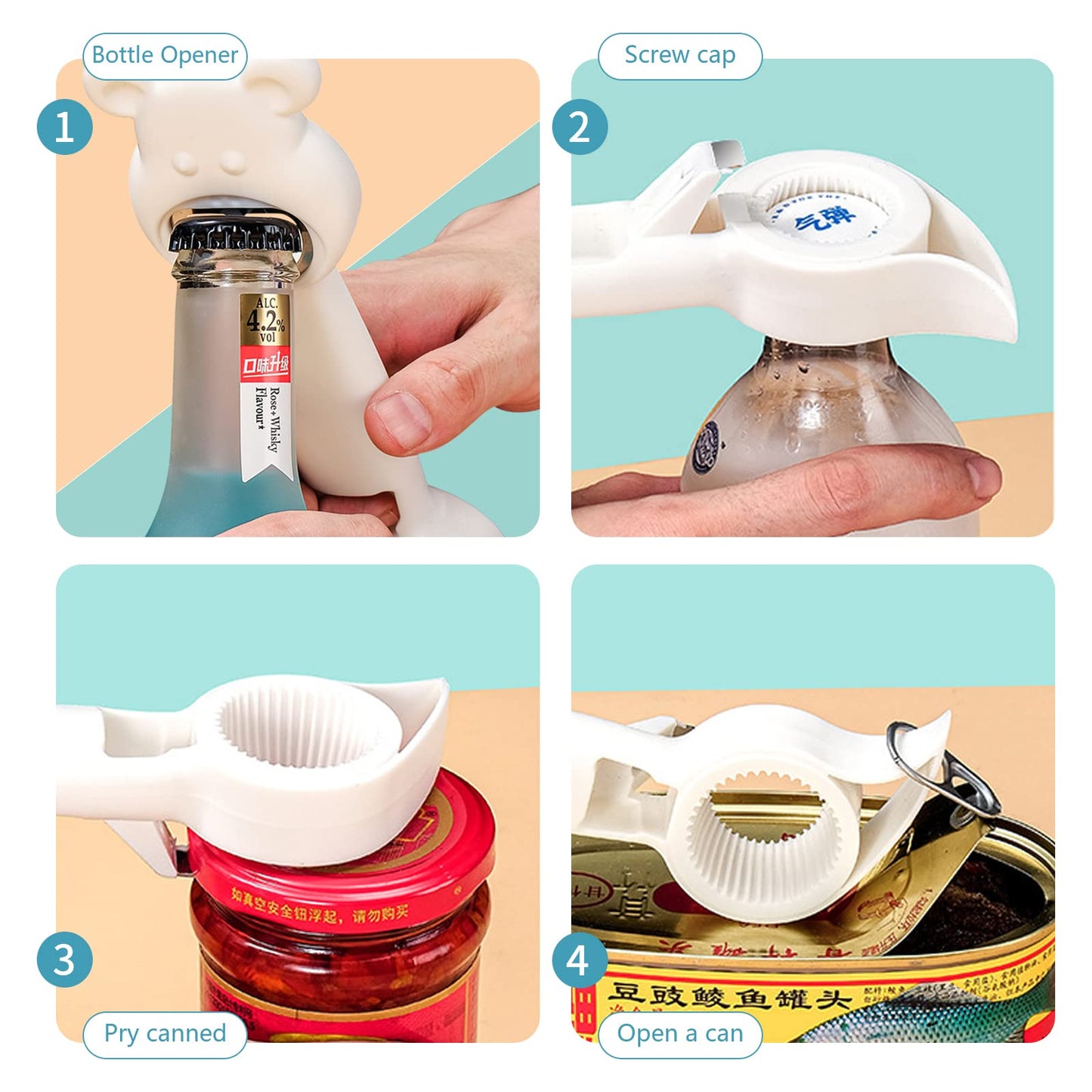4 In 1 Multifunctional Topless Can Opener Kitchen Gadget Bar Tool Accessories