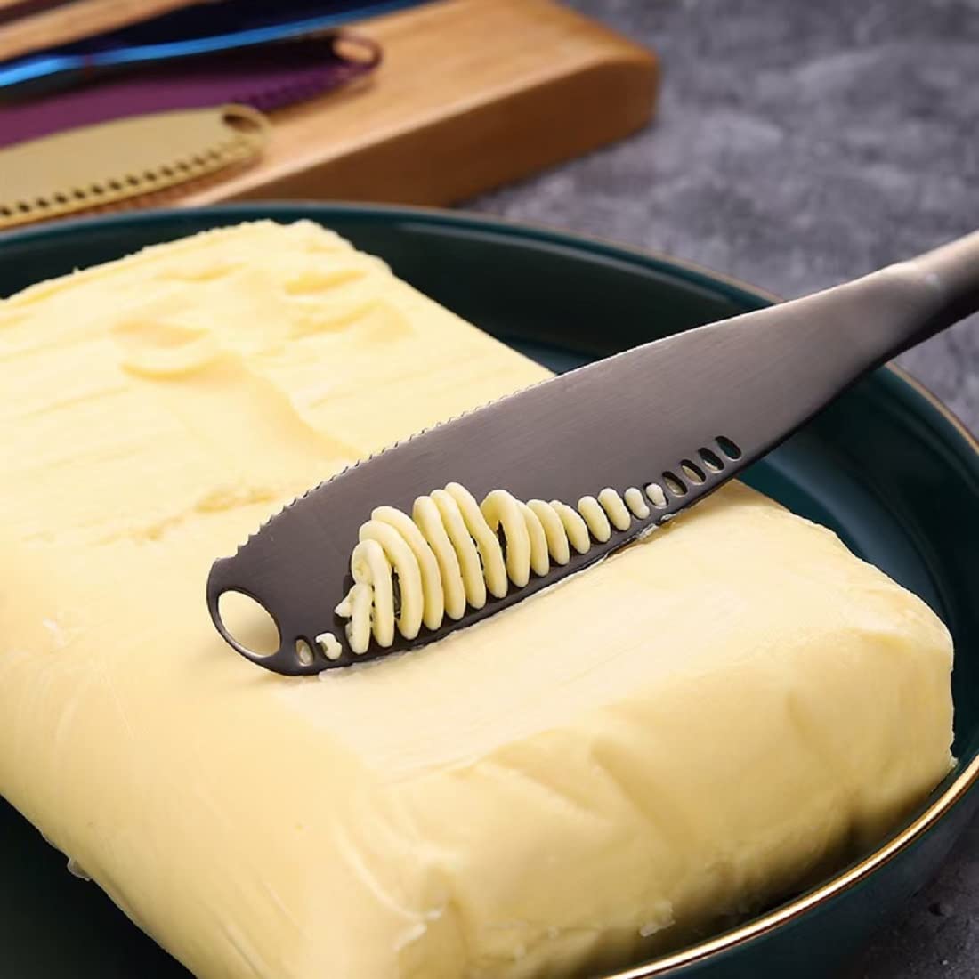 Stainless Steel Butter Spreader Knife With Handle, 3 In 1 Curler Slicer