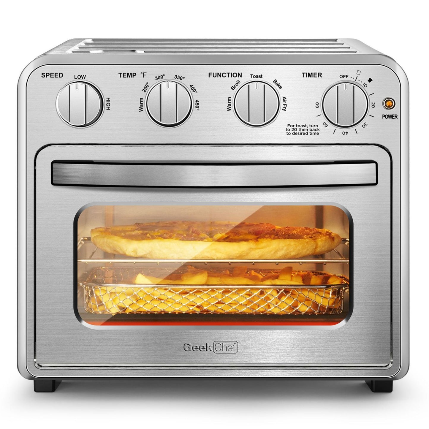 Geek Chef Air Fryer Toaster Oven Combo 4 Slice Toaster Convection Air Fryer
