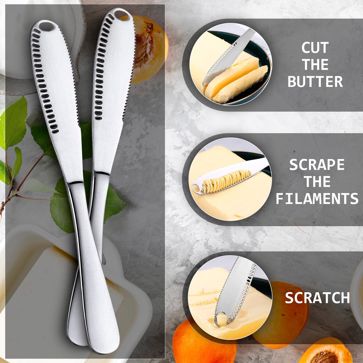 Stainless Steel Butter Spreader Knife With Handle, 3 In 1 Curler Slicer