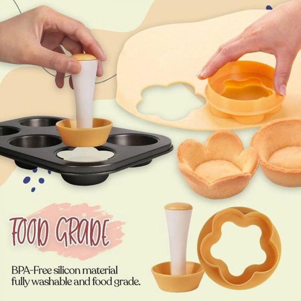 Plastic Pastry Tamper Tart Shell Molds Cake Cutter Flower