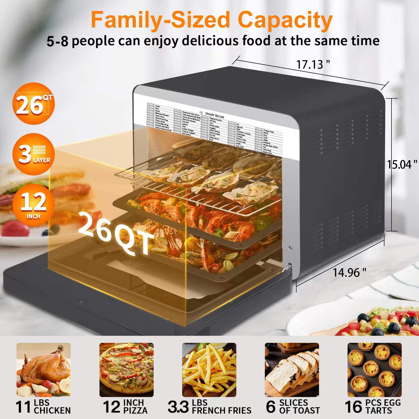 Steam Convection Oven Countertop Cooking Presets