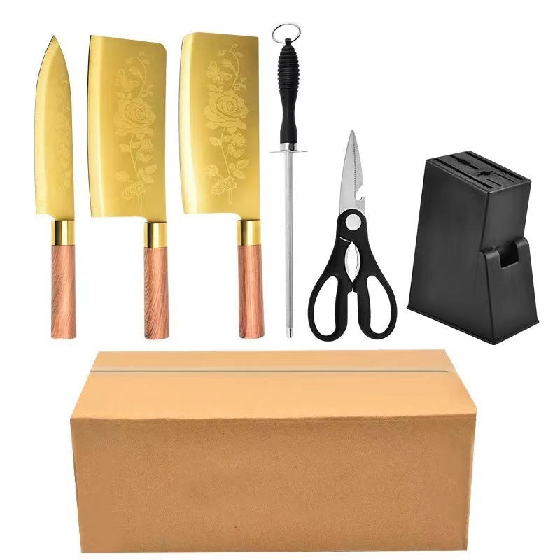 Gold Kitchen Household Alloy Bone Cutting Slice Knife Set