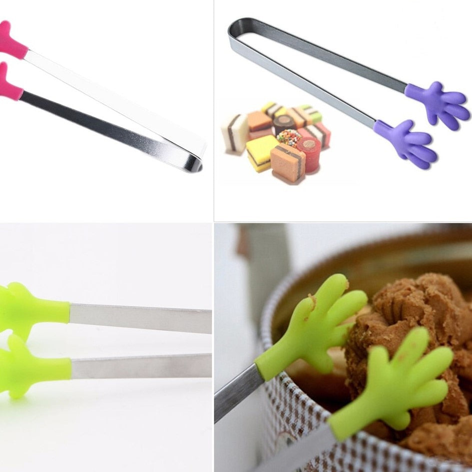 Small Palm Silicone Food Tongs Utensil