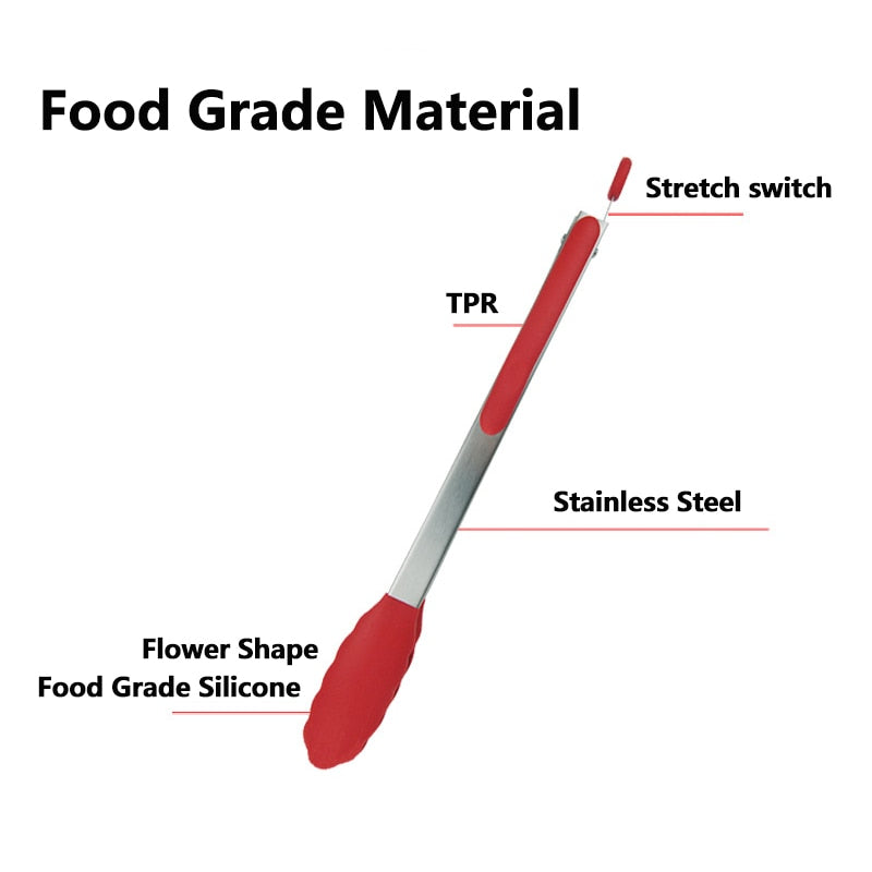 Silicone Barbecue Grilling Tongs