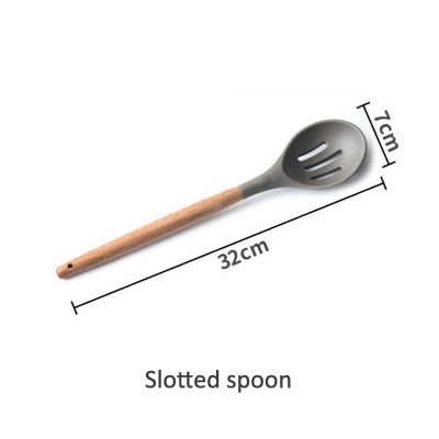 Silicone Cooking Utensils Wooden Spatula