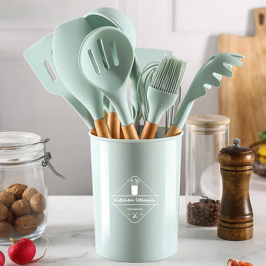 Green Silicone Utensils Kitchen Utensil Set