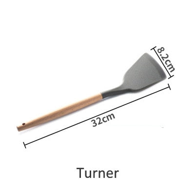 Silicone Cooking Utensils Wooden Spatula
