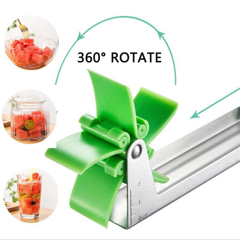 Watermelon Cubes Slicer Cutter Stainless Steel Rotate