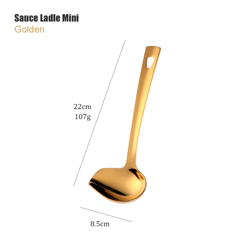 Gold Stainless Steel Long Soup Spoon Cooking