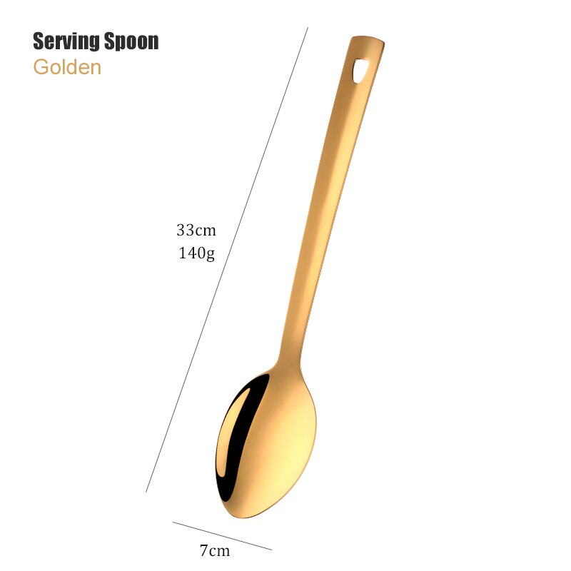 Gold Stainless Steel Long Soup Spoon Cooking
