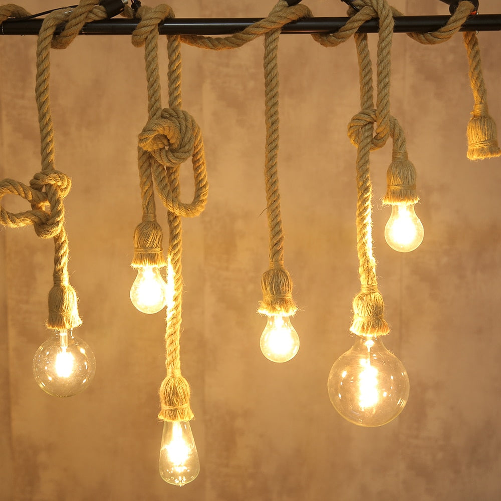 Hemp Rope Lights Vintage Retro Loft Hanging Lamp