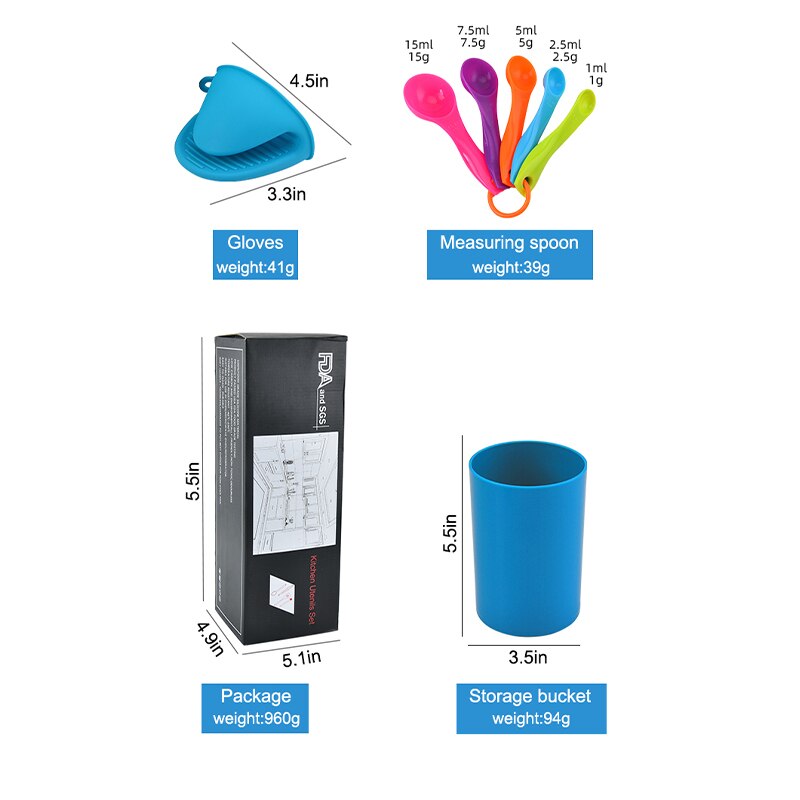 Silicone Cooking Utensils Set Non-Stick Spatula