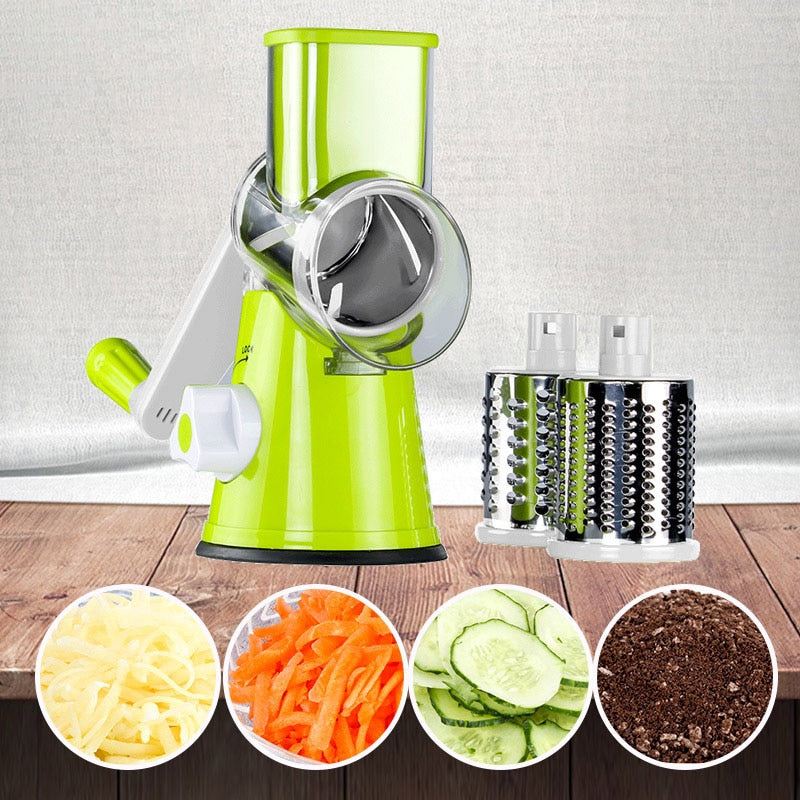 Multifunctional rotating vegetable grater