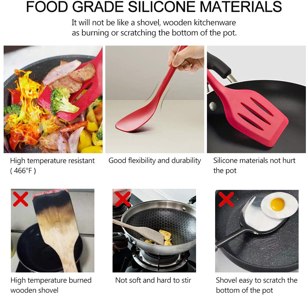 Silicone Cooking Utensils Set Non-Stick Spatula