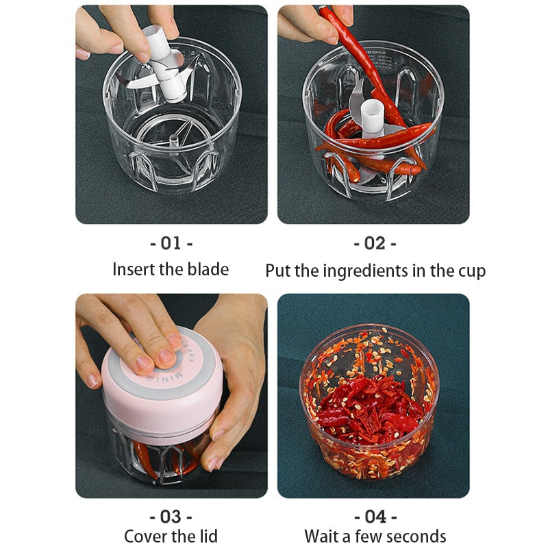 Electric Mini Garlic Crusher Portable Chopper